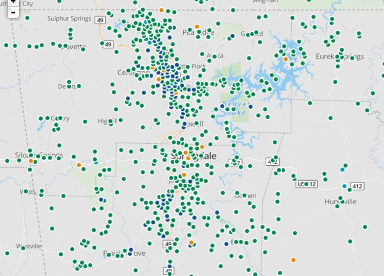 Map of geocache spots