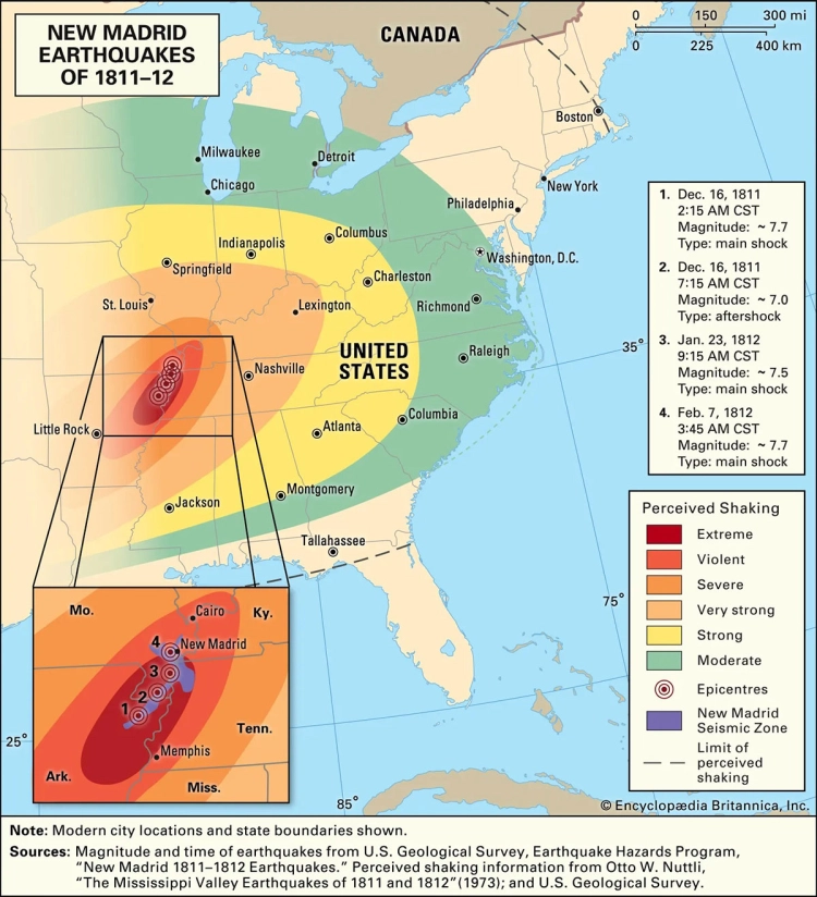 New Madrid Earthquake Map